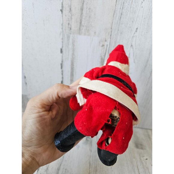 Antique cardboard felt Santa composition metal jointed figurine Xmas tree - Picture 5 of 10